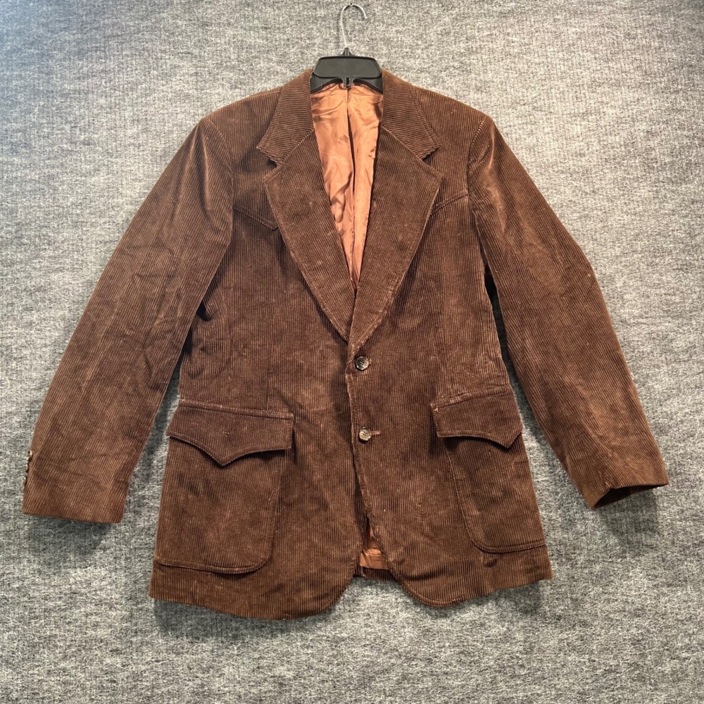 Vintage Lee Brown Corduroy Western Blazer Sport Coat 42R Made in USA